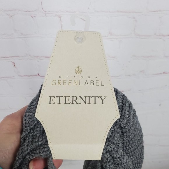 NEW QUAGGA GREEN LABEL Womens Recycled Polyester Infinity Scarf Gray Fringe - Picture 4 of 10